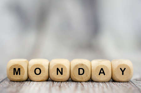The word Monday on wooden cubes. Weekday conceptの写真素材