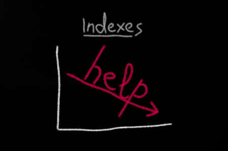 Negative chart on black chalkboard. Help inscriptionの写真素材