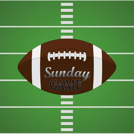 American Football Super Finals - Sunday game. American fotball ball and yard fieldのイラスト素材