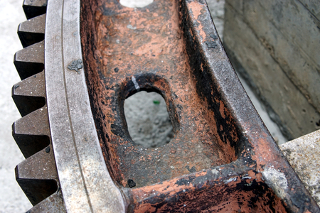 Fragment of a huge gear that was used in hydro power plantの写真素材