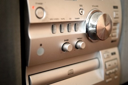Modern music center with volume control, close-upの写真素材