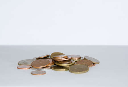 copper coin, Pile of Golden silver coin, quarters, nickels, dimes, pennies, Russian ruble piece for business, metal money, financial economy banking systemの写真素材