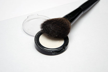 cosmetic brushes, akeup brushes on a white background