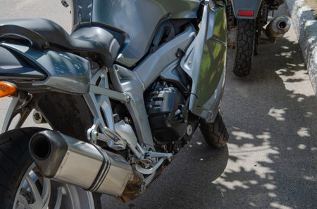 Close up of a high power chopper bike