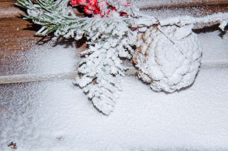 Christmas decoration. Christmas deer made of pine branches and pine cone on white background.の写真素材