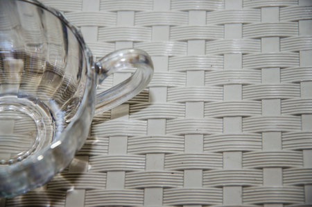 empty glass beaker with double bottomの写真素材