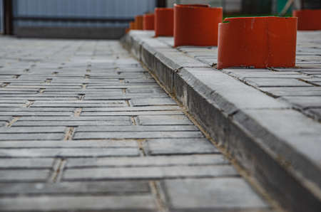 Abstract background of old cobblestone pavementの写真素材