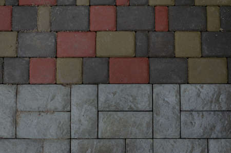 view of Grungy cobblestone street with puddles, Cityの写真素材