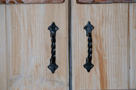 Old vintage rustic aged antique wooden sepia panel with horizontal gaps, planks and chinksの写真素材