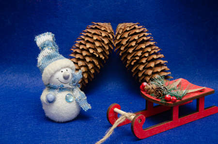 Christmas background with stars and snowflakes snowmanの写真素材