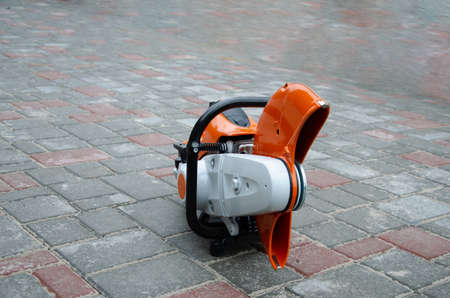 Equipment for cutting concrete, asphalt and paving slabs.の写真素材