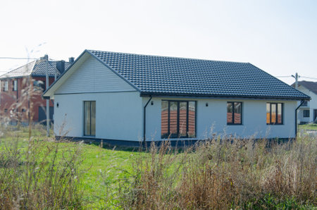 Exterior and Grounds of a Modern Detached House blockの写真素材