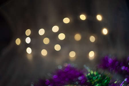 Festive Christmas background of defocused decorated xmas tree bokeh compositionの写真素材
