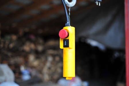 Industrial control panel in a factory, starting buttons of machines power off redの写真素材