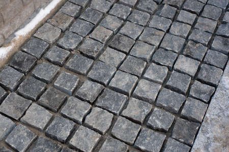 Stone pavement texture in perspective road surfaceの写真素材