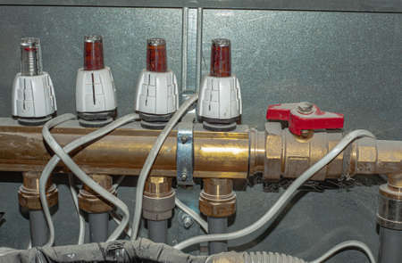 Pump for a water underfloor heating system at home.の写真素材