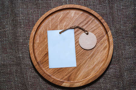 Mango tree wooden kitchen board. Perfect place to cut meat. Wooden serving trayの写真素材