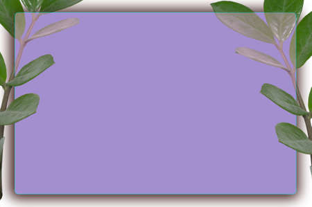 On a light background there is a green branch and a rose sheet of paper with a place to insert text. Mockupの写真素材
