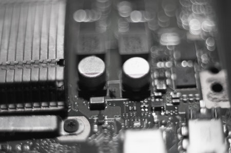 Electronic circuit blur Electronic circuit board close up. in the dustの写真素材