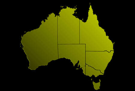 illustration map of australia in golden color on a black background, relief.の写真素材