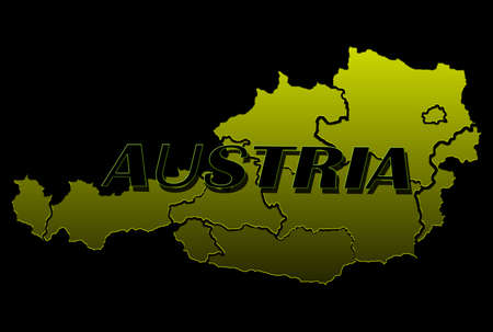 illustration map of australia in golden color on a black background, relief.の写真素材