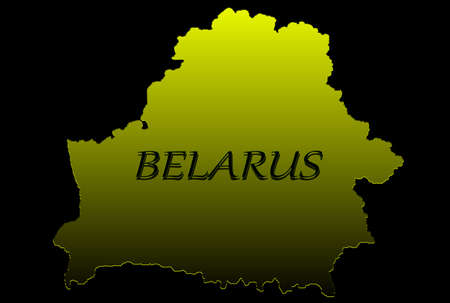 illustration map of Belarus in golden color on a black background, reliefの写真素材