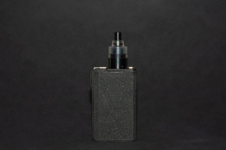 big electronic cigarettes isolated on black backgroundの写真素材