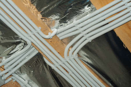 New home construction lights and ceiling electrical.の写真素材