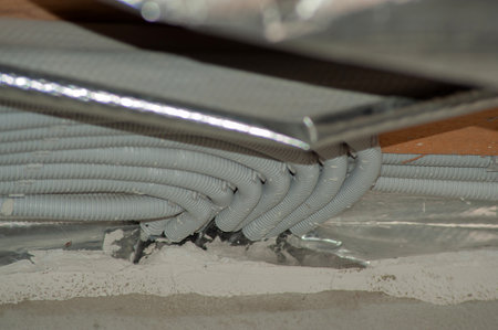 New home construction lights and ceiling electrical.の写真素材