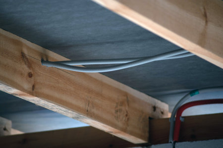 New home construction lights and ceiling electrical.の写真素材