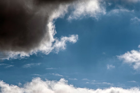 Blue sky background with clouds day natureの写真素材