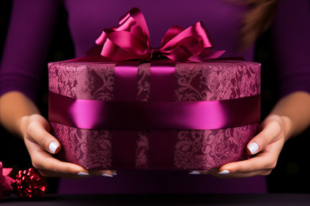 Eager Model Unwrapping a Gift, Embracing the Excitement of Revealing the Intriguing Contentsの素材