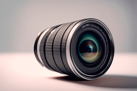 Photo Camera or Video lens close-up on white background.の素材