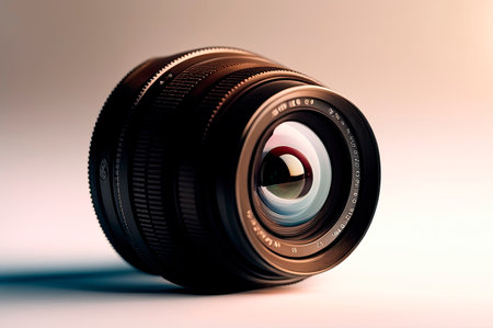 Photo Camera or Video lens close-up on white background.の素材