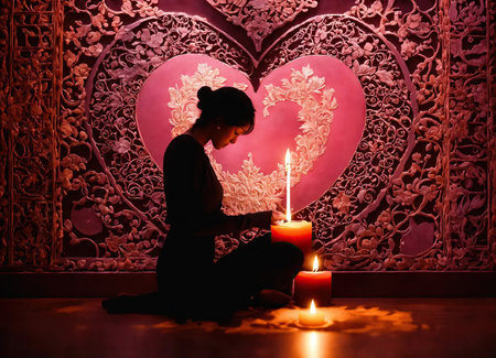 Unwrapping Love. Relishing the Blissful Instant of Receiving and Opening Heartwarming Letters.の素材