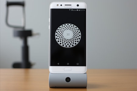 Mobile Payment. Smartphone Displaying Unique QR Code for Contactless Credit Card Transactionの素材