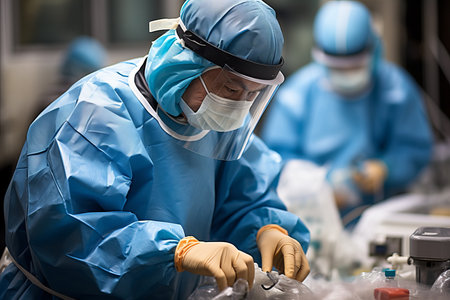 Surgeons prepare for the operation to remove malignant tumors.の素材