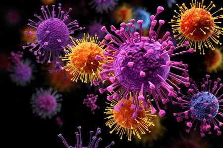 New 3D Illustration of Kraken-XBB.1.5-Omicron Subvariant, a Recently Discovered Coronavirus Variantの素材