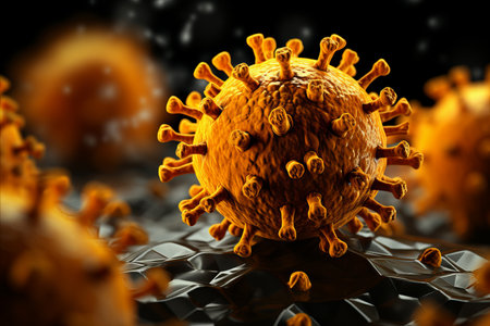 Detailed 3D Illustration. Kraken-XBB.1.5-Omicron Subvariant of Coronavirus Spreading Worldwideの素材