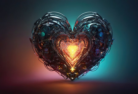 Futuristic led dots light font. Ultraviolet. Heart symbol.の素材