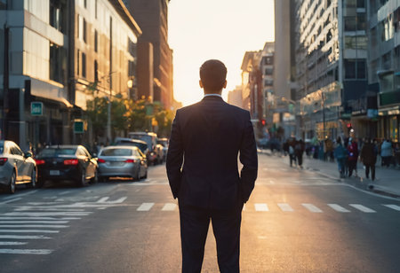 Office Managers and Business People Commute to Work in the Morning or from Office on a Sunny Day on Foot.の素材