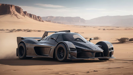 spider super car in desert near, fast car new car, luxury exotic carの素材