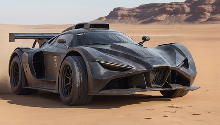 spider super car in desert near, fast car new car, luxury exotic carの素材