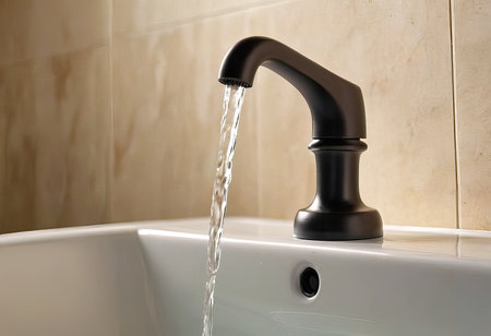 Kitchen water faucet. Water tap made of chrome materialの素材