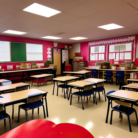 classroom of a daycare center without children and teacherの素材