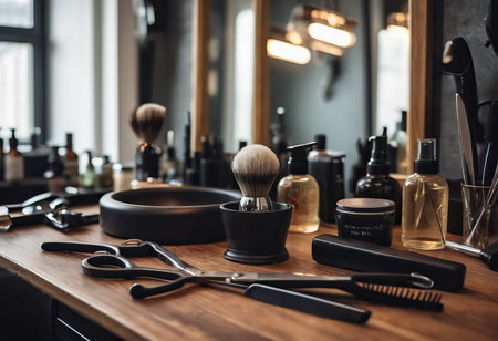 various barbershop implements in orderの素材