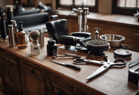 various barbershop implements in orderの素材