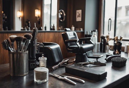 various barbershop implements in orderの素材