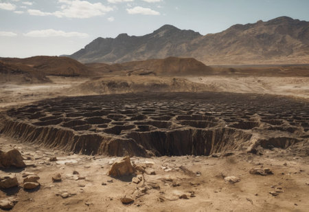 Dead trees on dry cracked earth metaphor Drought, Water crisis and World Climate change.の素材