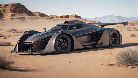 spider super car in desert near, fast car new car, luxury exotic carの素材